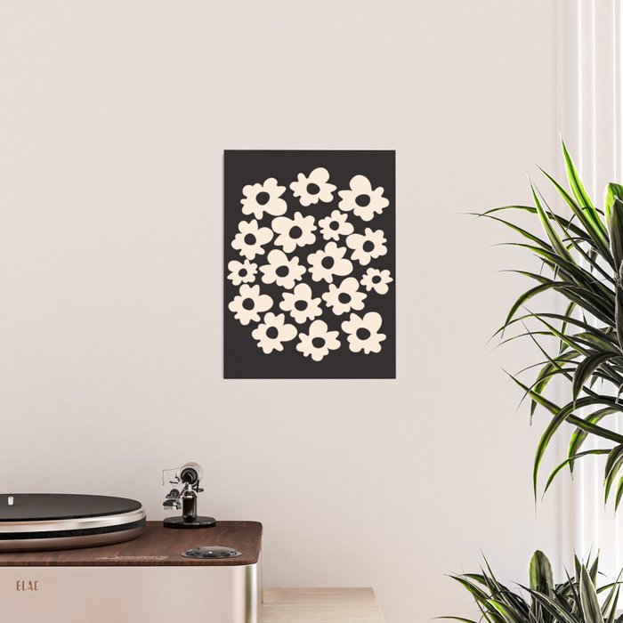 Black and White - Abstract Flower Shape  Poster Gallery Image 2