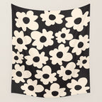 Black and White - Abstract Flower Shape  Wall Tapestry Gallery Image 4
