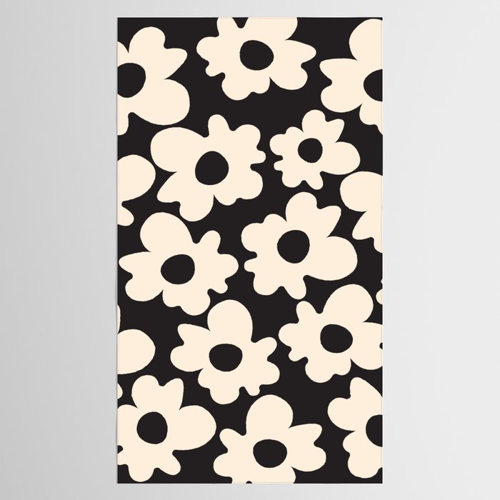 Black and White - Abstract Flower Shape  Tablecloth Gallery Image 2