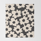 Black and White - Abstract Flower Shape  Throw Blanket Gallery Image 2