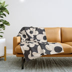 Black and White - Abstract Flower Shape  Throw Blanket Gallery Image 1