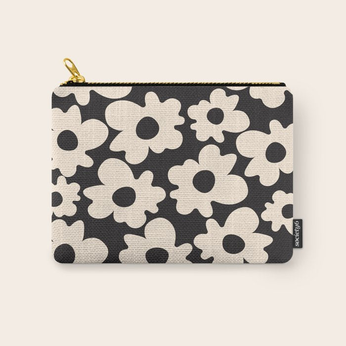 Black and White - Abstract Flower Shape  Carry All Pouch Gallery Image 1