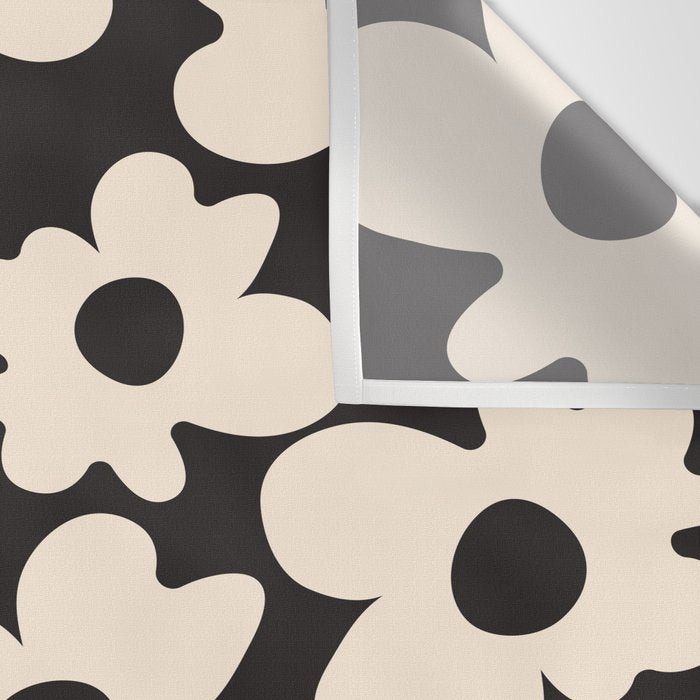 Black and White - Abstract Flower Shape  Wall Tapestry Gallery Image 3