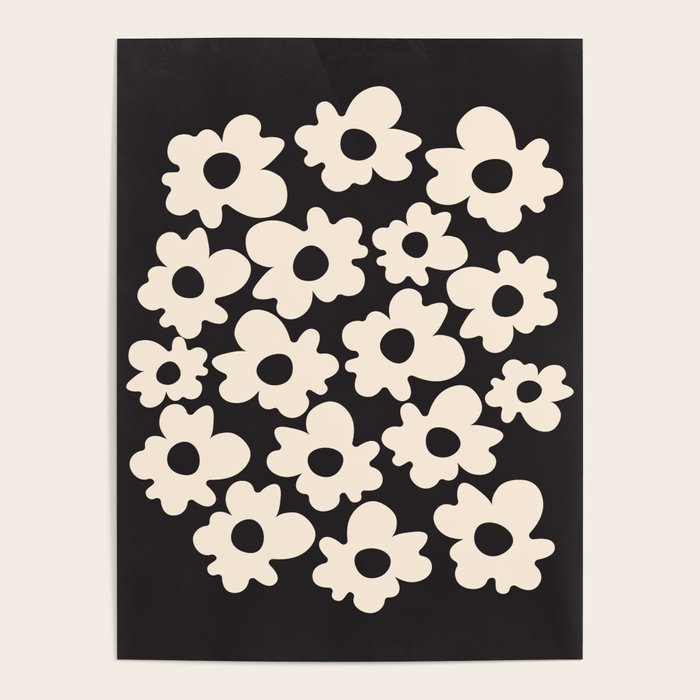 Black and White - Abstract Flower Shape  Poster Gallery Image 4