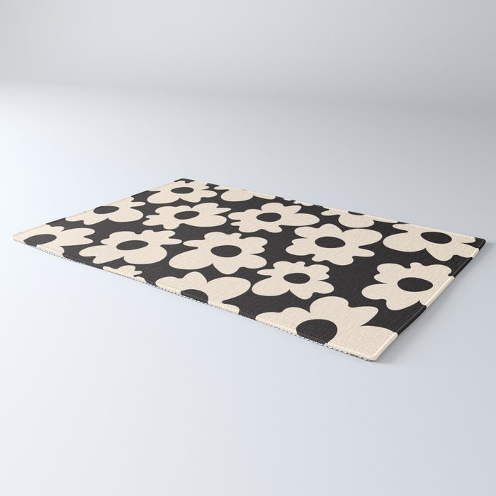 Black and White - Abstract Flower Shape  Rug Gallery Image 3