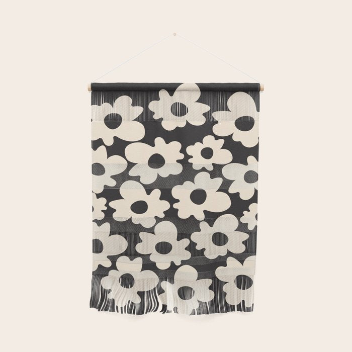 Black and White - Abstract Flower Shape  Wall Hanging Gallery Image 1
