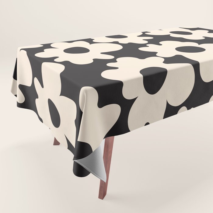 Black and White - Abstract Flower Shape  Tablecloth Gallery Image 1