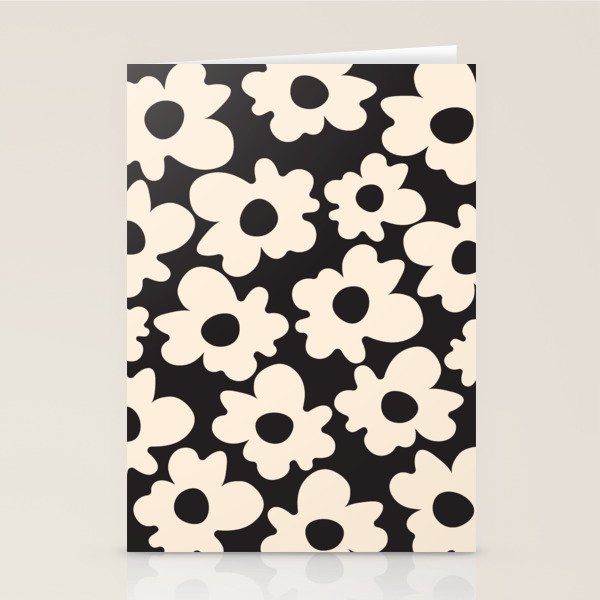 Black and White - Abstract Flower Shape  Stationery Card Gallery Image 2