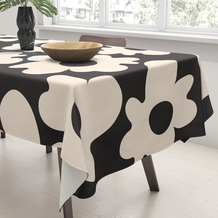 Black and White - Abstract Flower Shape  Tablecloth Gallery Image 3