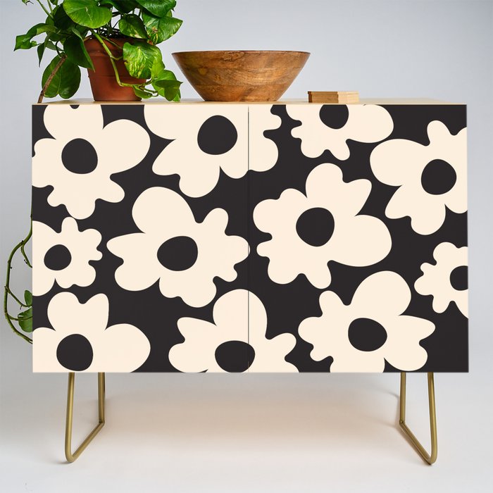 Black and White - Abstract Flower Shape  Credenza Gallery Image 1