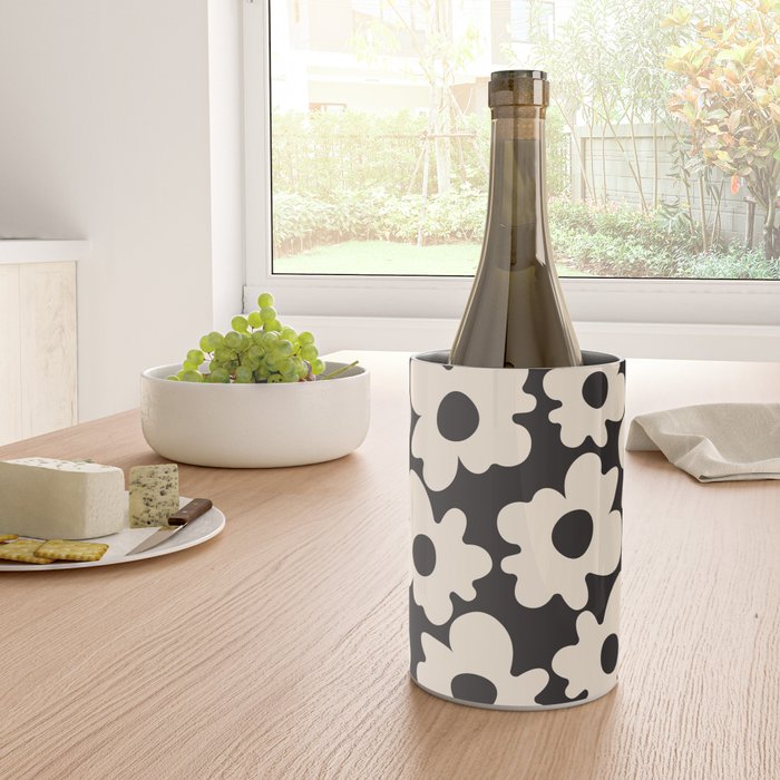 Black and White - Abstract Flower Shape  Wine Chiller Gallery Image 4