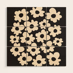 Black and White - Abstract Flower Shape  Wood Wall Art Gallery Image 1