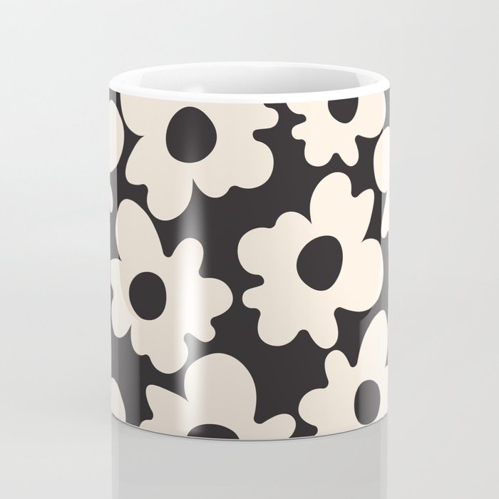 Black and White - Abstract Flower Shape  Coffee Mug Gallery Image 4