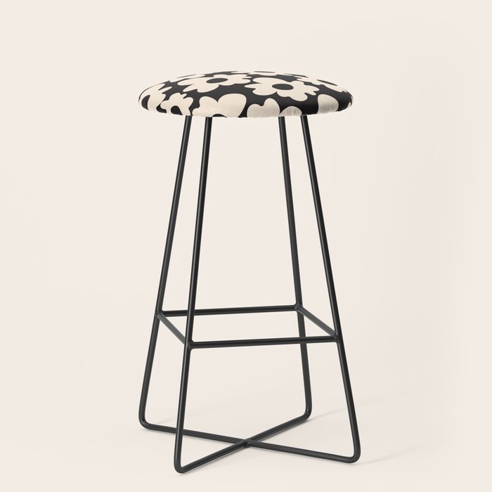 Black and White - Abstract Flower Shape  Stool Gallery Image 1