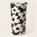 Black and White - Abstract Flower Shape  Travel Mug Gallery Image 2
