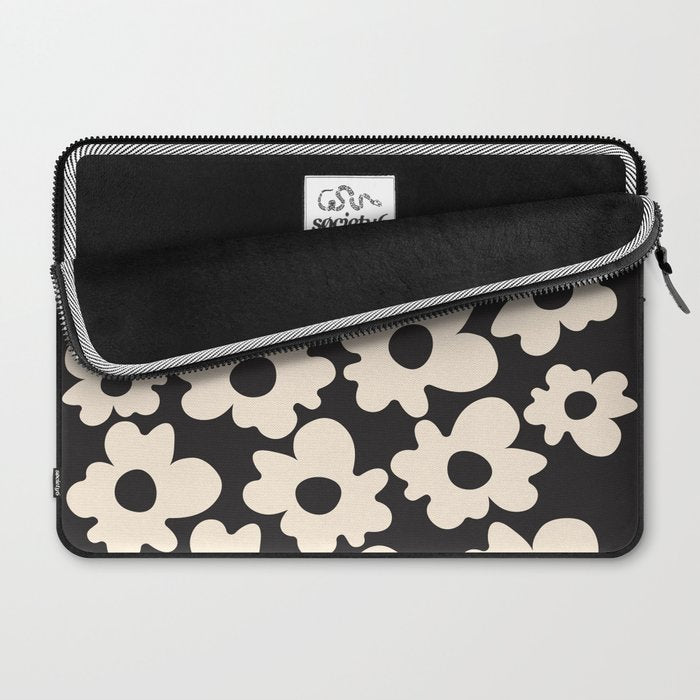 Black and White - Abstract Flower Shape  Laptop Sleeve Gallery Image 2