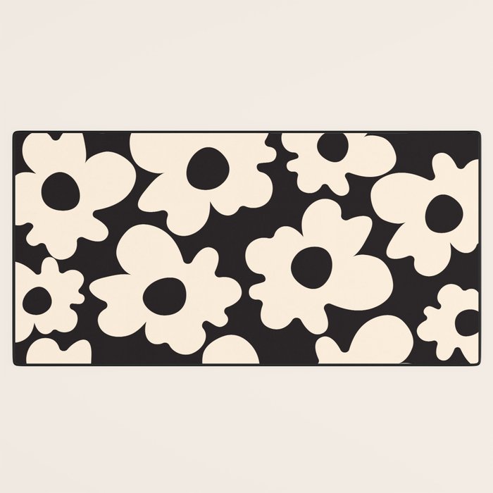 Black and White - Abstract Flower Shape  Desk Mat Gallery Image 3