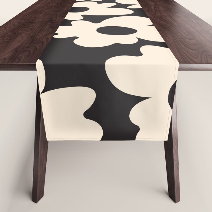 Black and White - Abstract Flower Shape  Table Runner Gallery Image 1