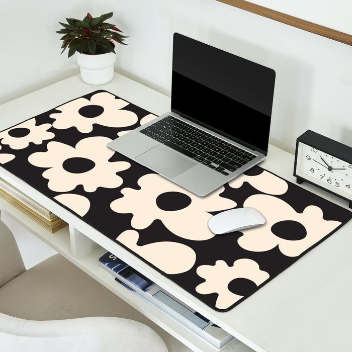 Black and White - Abstract Flower Shape  Desk Mat Gallery Image 2