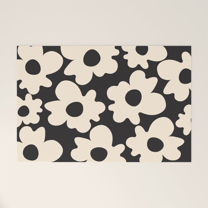 Black and White - Abstract Flower Shape  Welcome Mat Gallery Image 1