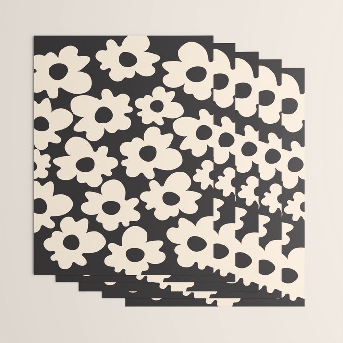 Black and White - Abstract Flower Shape  Wrapping Paper Gallery Image 3
