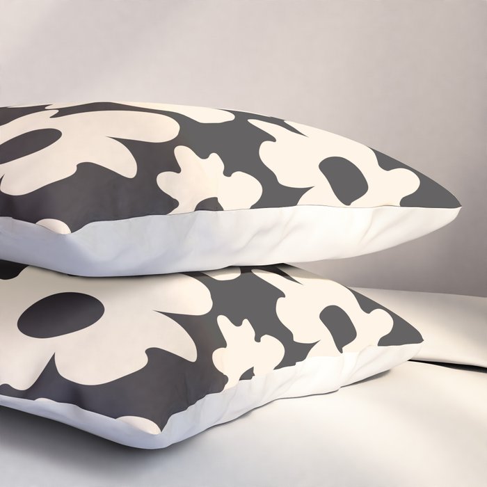 Black and White - Abstract Flower Shape  Pillow Sham Gallery Image 3