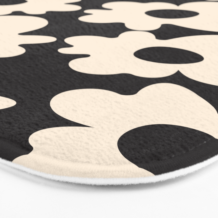 Black and White - Abstract Flower Shape  Bath Mat Gallery Image 3