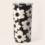 Black and White - Abstract Flower Shape  Travel Mug Gallery Image 1
