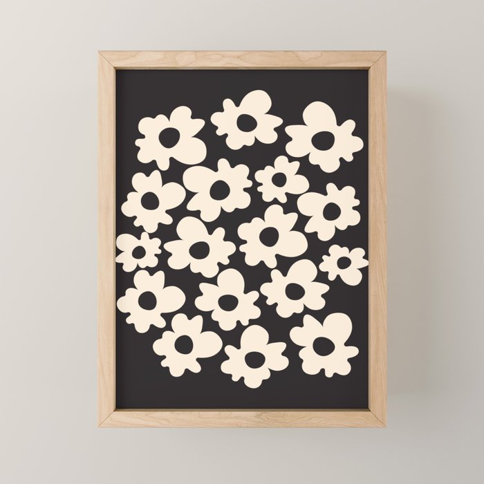Black and White - Abstract Flower Shape  Mini Art Print Gallery Image 1