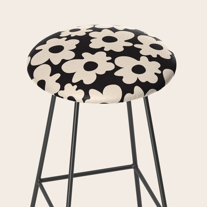 Black and White - Abstract Flower Shape  Stool Gallery Image 2