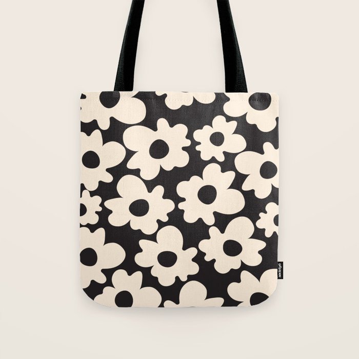 Black and White - Abstract Flower Shape  Tote Bag Gallery Image 1