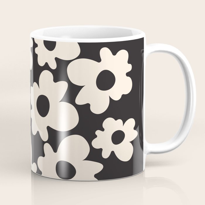 Black and White - Abstract Flower Shape  Coffee Mug Gallery Image 1