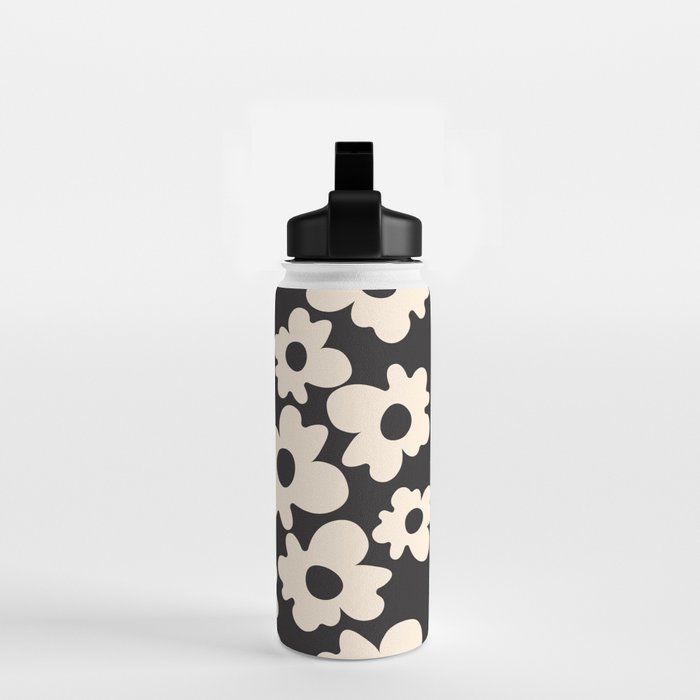 Black and White - Abstract Flower Shape  Water Bottle Gallery Image 2