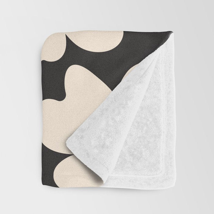 Black and White - Abstract Flower Shape  Throw Blanket Gallery Image 3