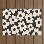 Black and White - Abstract Flower Shape  Outdoor Rug Gallery Image 1