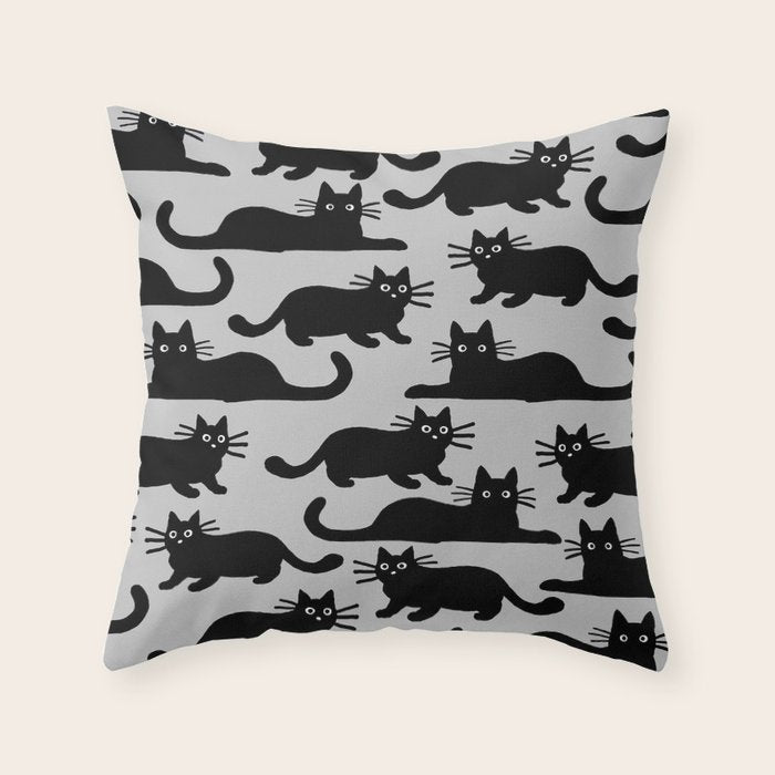 Black Cat(s) Throw Pillow Gallery Image 1