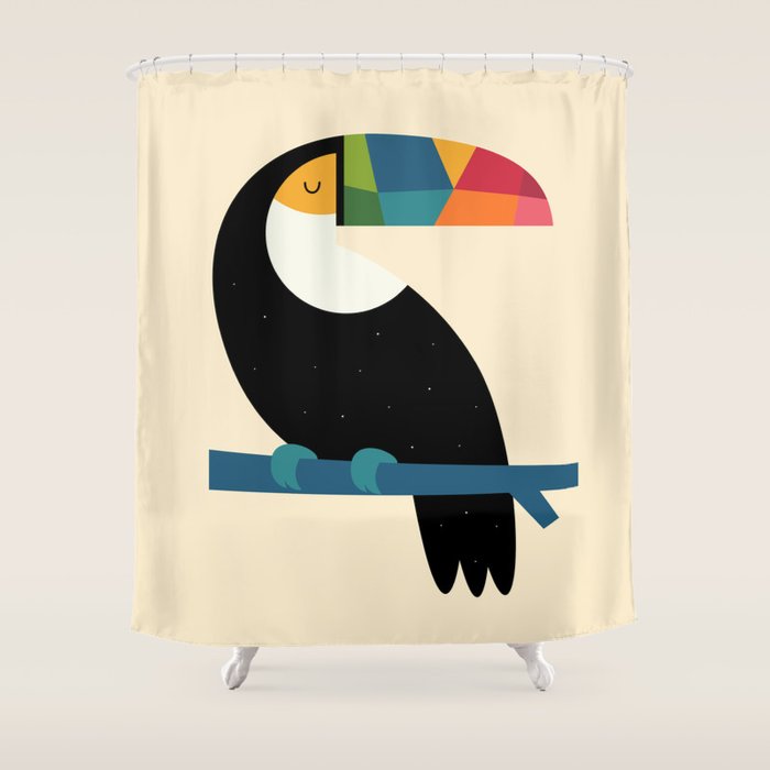 Rainbow Toucan Shower Curtain Gallery Image 1