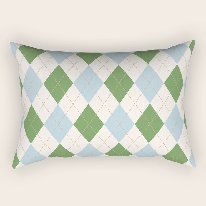 Green and Blue Argyle Plaid Rectangular Pillow Gallery Image 2