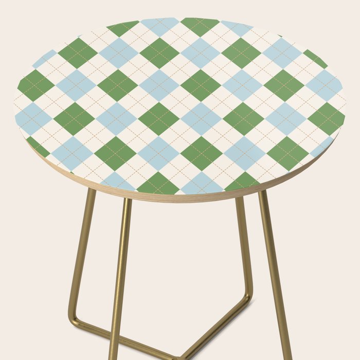 Green and Blue Argyle Plaid Side Table Gallery Image 2