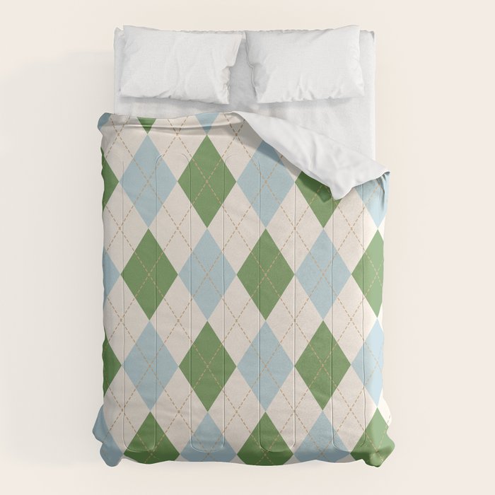 Green and Blue Argyle Plaid Comforter Gallery Image 6