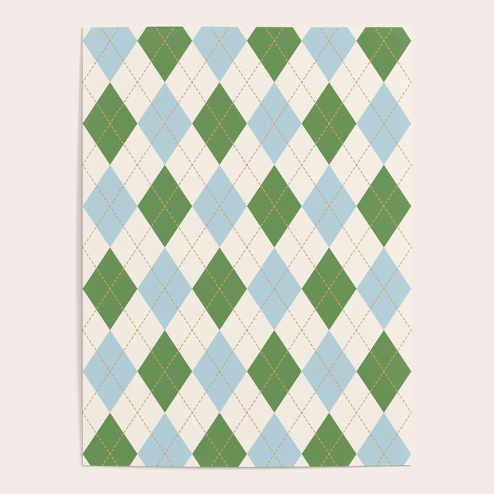 Green and Blue Argyle Plaid Poster Gallery Image 1