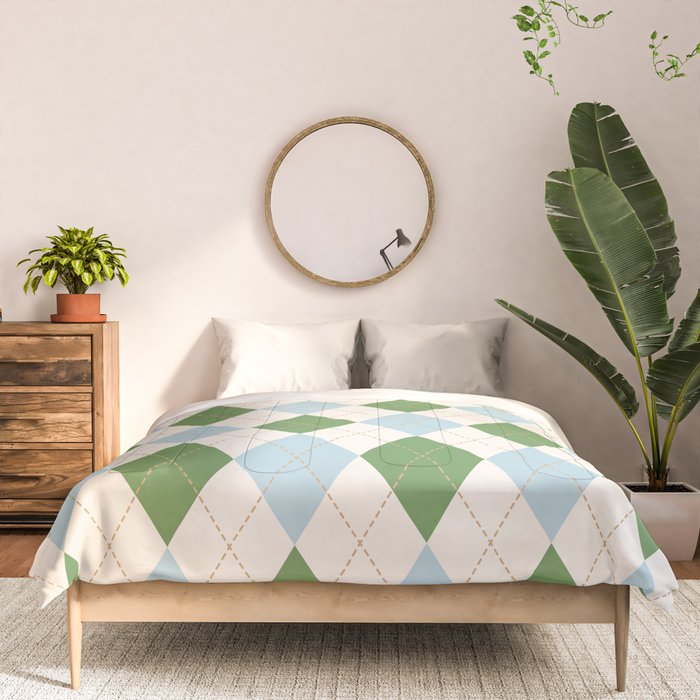 Green and Blue Argyle Plaid Comforter Gallery Image 3