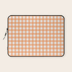 Gingham Check Pattern in Light Pastel Orange and White Laptop Sleeve Gallery Image 1