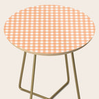Gingham Check Pattern in Light Pastel Orange and White Side Table Gallery Image 2