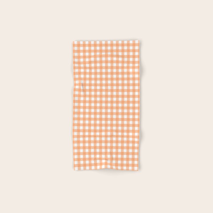 Gingham Check Pattern in Light Pastel Orange and White Bath Towel Gallery Image 1