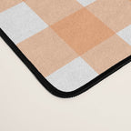Gingham Check Pattern in Light Pastel Orange and White Desk Mat Gallery Image 4