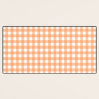 Gingham Check Pattern in Light Pastel Orange and White Desk Mat Gallery Image 3