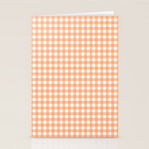 Gingham Check Pattern in Light Pastel Orange and White Stationery Card Gallery Image 2