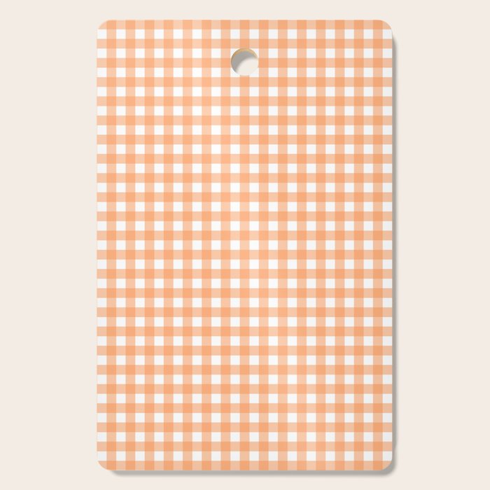 Gingham Check Pattern in Light Pastel Orange and White Cutting Board Gallery Image 1
