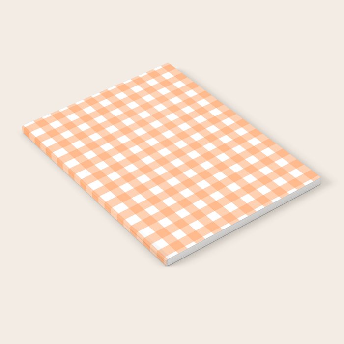Gingham Check Pattern in Light Pastel Orange and White Notebook Gallery Image 2
